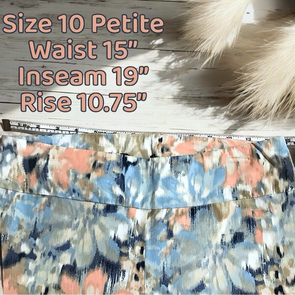 Tummy Control Abstract Floral Print Pull On Cropped Split Hem Pants - Picture 5 of 6